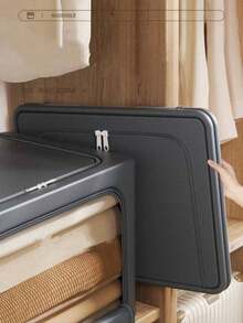 1/2 Packs Zippered Clothing Storage Box, Large Capacity Storage Basket, Can Store Clothes, Blankets, Quilts, Toys, Home Wardrobe Organization And Storage, Space-Saving, Suitable For Wardrobes, Bedrooms, Homes, Dorms, Bedroom Accessories - Dark Grey - View 4
