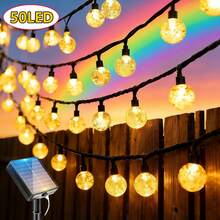 Solar-Powered String Lights, 39.3 Ft/22.9 Ft/16.4 Ft, Featuring 8 Flashing Modes And 100/50/20 LED Bubble Balls. Modern Style, Made Of Plastic, Switch Control. Suitable For Gardens, Christmas, Weddings, Birthdays, And Holiday-Themed Decorations. - Đèn cầu bong bóng năng lượng mặt trời - Xem 11