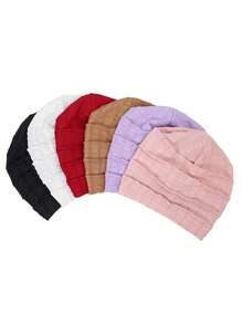 1pc Spring/Summer New Beaded Striped Pleated Headscarf Hat, Breathable & Comfortable Headwrap Cap, Minimalist Daily Wear - 白色 - 查看 10