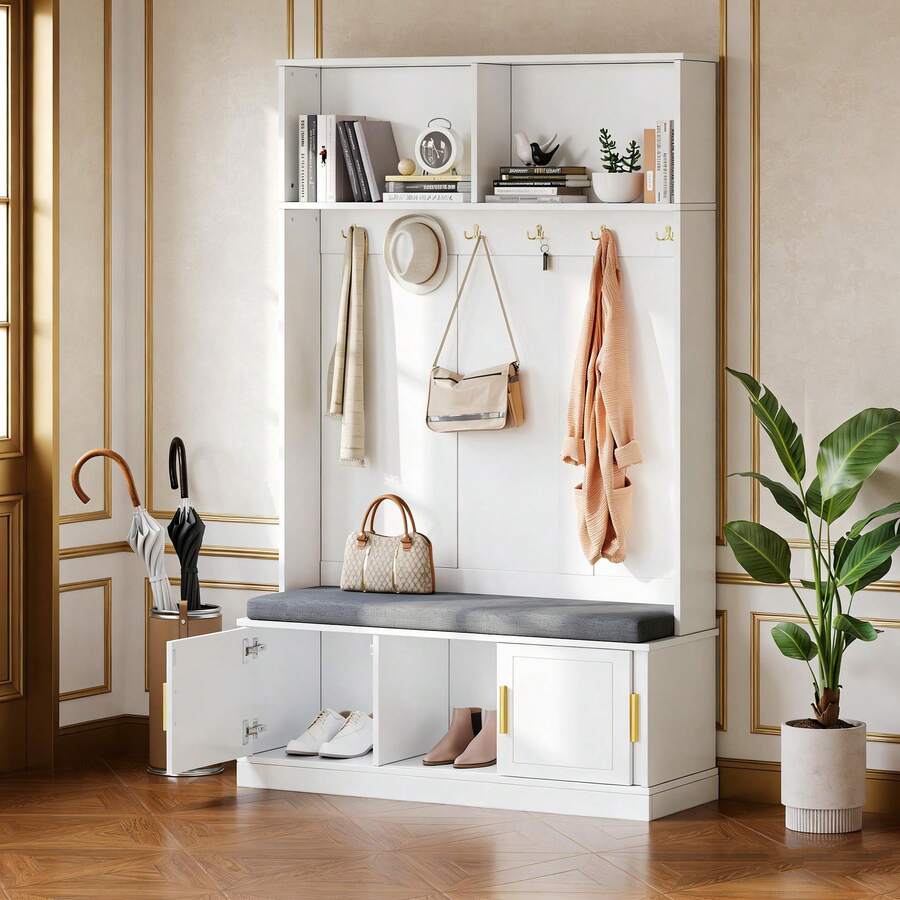 Hall Trees - White + Particle Board-1 - View 1