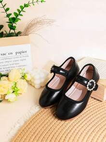 1 Pair Minimalist Elegant Solid Color Flats, Suitable For Girls And Daily Wear, Suitable For Spring And Summer - Black - View 3