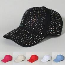 Rhinestone Studded Baseball Cap For Women, Sparkly Bling Bling Trucker Hat, Adjustable Fashion Sun Hat For Summer - 白色 - 查看 2