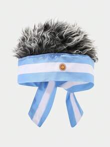 1 chiếc mũ đội tóc giả nhiều màu sắc họa tiết World Cup, trang trí tiệc gia đình dành cho người hâm mộ, mùa hè, bãi biển, ngày lễ. - A - Xem 14