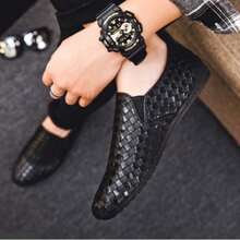 Slouchy Slip-On Driving Shoes, Soft Leather Soft Sole Casual Loafers, Spring - Black - View 4