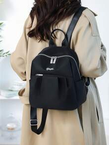 Multi-Color Fashion Backpack - All-Around Partner For Commuting, School And Travel! Made Of High-Quality Nylon! Classic Double Zipper Design, Compartmentalized Storage Space: Main Compartment, Front Pocket And Side Pockets For Phone, Keys, Water Bottle, Etc. - Multicolor - View 7