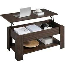 Lift Top Coffee Table with Hidden Compartment and Storage Shelf Rising Tabletop Dining Table for Living Room Reception Room 38.6in L Espresso - Café exprés - Ver 8