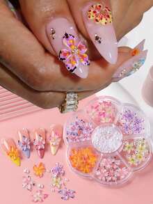 1 Hộp Charm Móng Tay Hình Hoa Nở Mùa Xuân Trong Suốt, Hoa Lan Nhiều Màu Sắc, Hoa Trà, Đính Ngọc Trai, Phong Cách Nhật Bản, Dùng Cho Móng Tay Cưới, Tự Làm Móng, Thủ Công Làm Móng, Phụ Kiện Làm Móng - Nhiều màu - Xem 5
