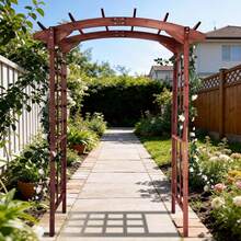 Arches, Arbours, Pergolas, & Bridges - Arched Teak Color - View 1