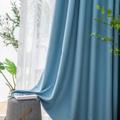 1pc Blackout Thermal Insulated Curtain Fabric - 99% UV-Resistant Polyester, Rod Pocket Hanging, Non-Bleachable Plain Weave, Bedroom Art Theme, Coated Blackout Thermal Insulation, , Noise Reduction - Ideal For Bedroom, Farmhouse And School Deep Sleep (180g Fabric Weight)