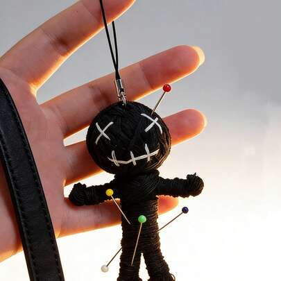 Quà tặng độc đáo | Móc khóa Voodoo đan thủ công thiết kế vui nhộn (kèm 50 kim) Thích hợp làm dây điện thoại, mặt dây chuyền, móc khóa độc đáo - Món quà châm biếm dành cho đồng nghiệp/sếp (Phong cách hài hước đen tối, thích hợp cho các bữa tiệc hoặc những dịp vui đùa)