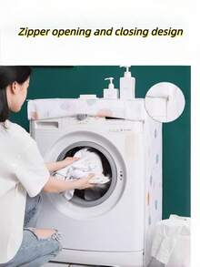 1pc PEVA Washing Machine Cover, Waterproof Sunscreen Fit For Top Load Automatic Washing Machine, Thick Dust-Proof Drum Washing Machine Cover - Multicolor - View 6