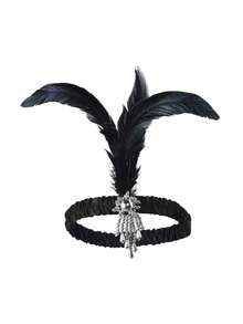 Bộ 7 món phụ kiện hóa trang dự tiệc thập niên 1920 dành cho nữ, bao gồm mũ đội đầu, khuyên tai, lông vũ, kiểu dáng retro thanh lịch, gợi cảm, cao cấp, găng tay, vòng tay, ống đựng xì gà, quạt tay ren. Bộ 7 món dành cho tiệc Halloween. - màu đen - Xem 2