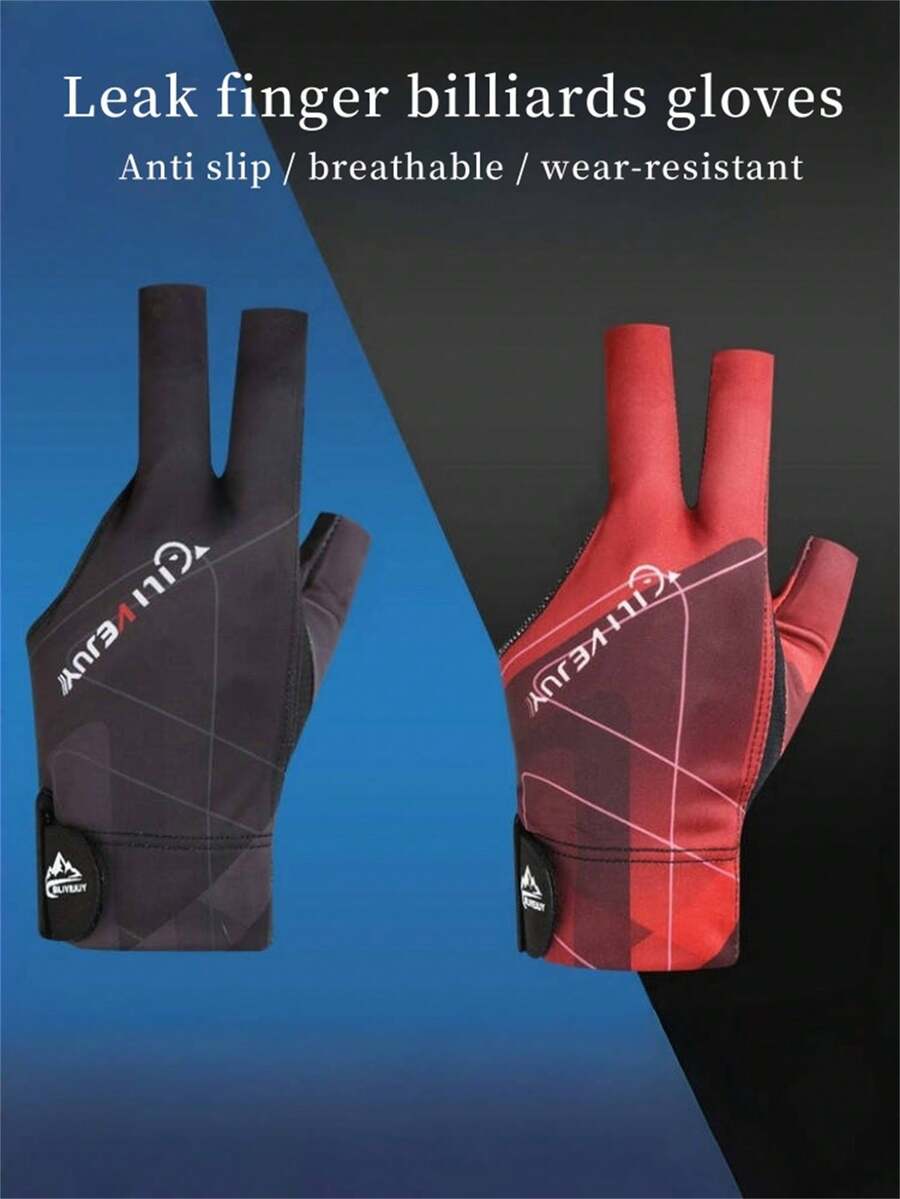 1Pc Open Finger Billiard Gloves Breathable Adjustable Non-Slip Snooker Pool Training Glove - Multicolor - View 1