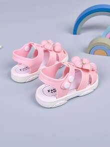 1 Pair Children's Flower Design Soft & Comfortable Shoes, Suitable For Girls In Summer - Pink - View 4