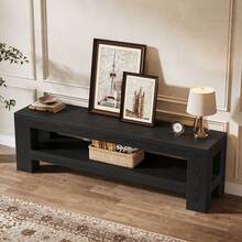 Tribesigns 59" Long TV Stand For 55/60/65/75-Inch TVs, Rustic Media TV Console With Storage Shelve, Entertainment Center Television Stand For Living Room, Bedroom (Black) - màu đen - Xem 2