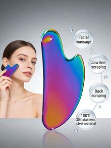 Dụng cụ massage mặt Gua Sha bằng thép không gỉ màu đen bóng - Dụng cụ Gua Sha, dụng cụ tạo hình khuôn mặt, dụng cụ định hình cằm, dụng cụ giảm cằm đôi Gua Sha, dụng cụ chăm sóc da mặt - Nhiều màu - Xem 1