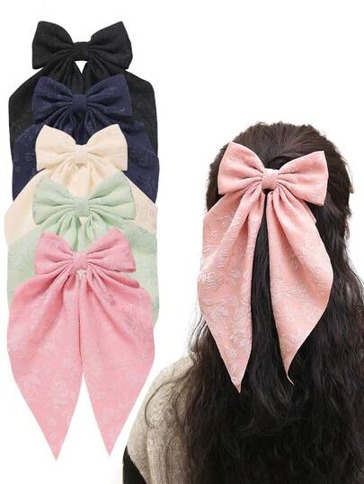 5 chiếc kẹp tóc hình vịt thêu kiểu Trung Quốc, phụ kiện tóc nơ, phong cách cung đình cổ điển dễ thương, thanh lịch, thích hợp cho các bữa tiệc. Chất liệu polyester.