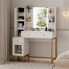 Vanities & Vanity Benches - White+Golden - View 6