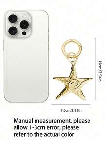 1个金色海星珍珠贝壳钥匙扣，Y2K风格可爱简约珍珠贝壳包包挂饰，海星造型，甜美酷炫，ins风，大号吊坠，银色弹簧扣，适用于背包、手提包、门钥匙、手机配件等，是约会、度假、海滩、工作、日常使用的完美个性化礼物，也是理想的婚礼或情人节礼物。 - 彩色 - 查看 7