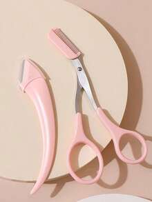 Pink Eyebrow Trimmer With Comb, Eyebrow Grooming Tool, Facial Razor. Beauty Tools. Suitable For Home, Travel. Can Be Used As Makeup Accessories, Cosmetic Tools, Also An Ideal Gift For Women - A - View 3