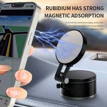 1pc Phone Car Holder Foldable Vacuum Magnetic Suction Cup Mount Navigation Holder 360° Adjustable Portable Adsorption Bracket In Car - Multicolor - View 3