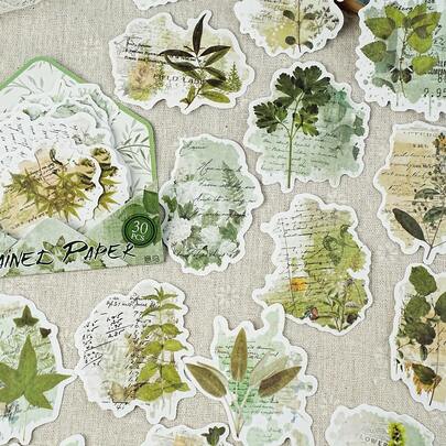 30 pièces/paquet Autocollants thème floral aquarelle, autocollants décoratifs vintage créatifs et esthétiques, matériaux d'artisanat de décoration DIY, cadeau de vacances, fournitures scolaires de scrapbooking personnalisées