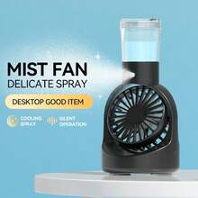 ENSSU 360°旋转便携式喷雾风扇，四档可调速可充电桌面加湿风扇，夏季居家/办公桌面喷雾降温风扇，个人空调，二合一喷雾冷风风扇，化妆风扇，1200mAh长效电池，旅行必备，理想礼物 - 多色 - 查看 15