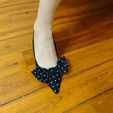 Spring/Summer Fashion Black Polka Dot Pointed Toe High Heel Bowknot Strap Elegant Mule Sandals, Suitable For Party, Valentine's Day And Date - Black Polka Dots - View 4