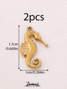 2件套海洋动物吊坠，不锈钢材质，包括鱼、章鱼、海马、贝壳、海星等，适用于DIY珠宝制作，可用作配件、项链、耳环、手链等饰品制作。 - 吊墜 - 查看 14