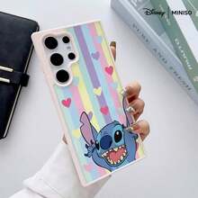 Ốp lưng điện thoại MINISO Disney Stitch hình trái tim sọc pastel trong suốt, có nam châm, họa tiết hoạt hình dễ thương dành cho Samsung S26 Ultra/S26 Edge/S26 Plus/S26/S25 Ultra/S25 Plus/S25/S25FE/S25Edge/S24Ultra/S24Plus/S24/S24FE/S23FE/S23Ultra/S23Plus/S23/S22Ultra/S22Plus/S22/A15/A16/A17/A35/A36//A54/A55/A56/ Quà tặng Giáng sinh cho bạn gái - Màu xanh lam - Xem 3