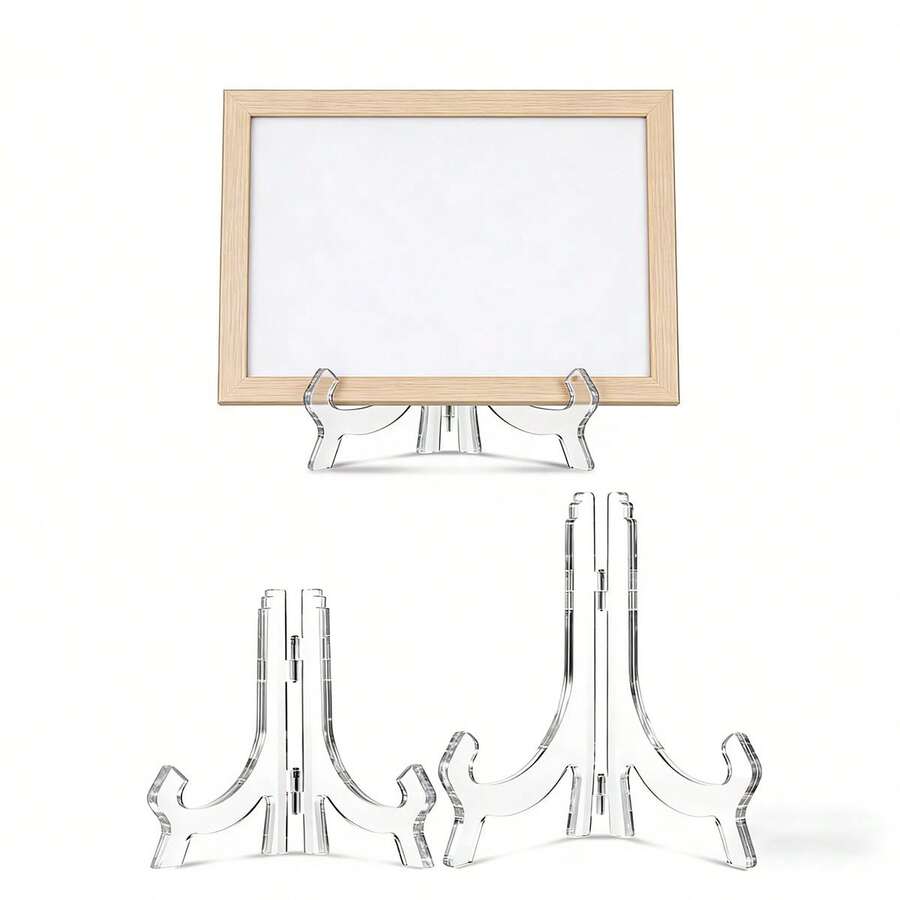 1pc Transparent Acrylic Photo Frame Stand - Multi-Functional Display Rack, Made Of High-Quality Transparent Acrylic Material, Minimalist Style, Smooth Edges, Flat Back, Stable Support, Suitable For Displaying Photos, Paintings, Artworks, Applicable For Bedroom Decor, Living Room Decor
