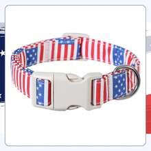 Vòng cổ cho chó kiểu cờ Mỹ cổ điển - Họa tiết sọc đỏ trắng xanh dương - Khóa màu be, vòng chữ D màu bạc - Chất liệu polyester chất lượng cao. - Phối màu - Xem 6