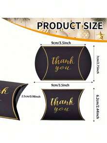 Bộ 50 hộp giấy Kraft đen hình gối, hộp quà kẹo, kèm ruy băng vàng, thích hợp làm quà cưới, quà tặng tiệc tùng, sinh nhật, lễ tốt nghiệp, quà cảm ơn, quà lưu niệm tốt nghiệp, quà cưới, quà tặng cô dâu. - nhiều màu - Xem 3