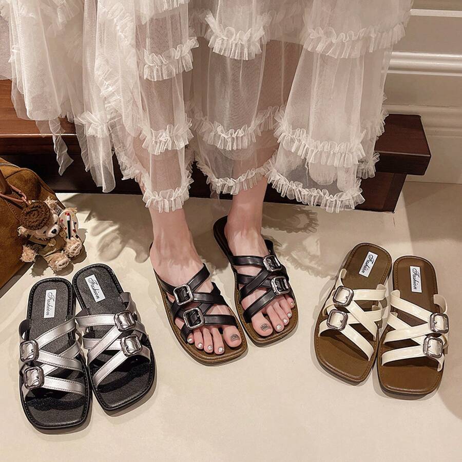 Women Flat Sandals - Black - View 1