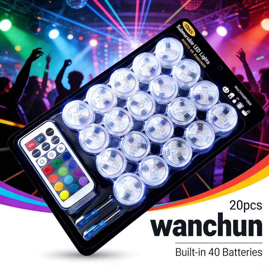 Portable Battery Operated LED String Lights With Remote – 20 Bulbs 13 Colors, IP65 Waterproof Wireless Ambient Lighting For Party, Camping, Wedding, Patio & Outdoor Decor (No Wiring Required, 2 Remotes Included) - Star - View 1