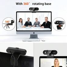 1080P全高清网络摄像头，内置双降噪麦克风和360°旋转底座，即插即用USB网络摄像头，适用于PC/笔记本电脑视频会议和直播 - 查看 8