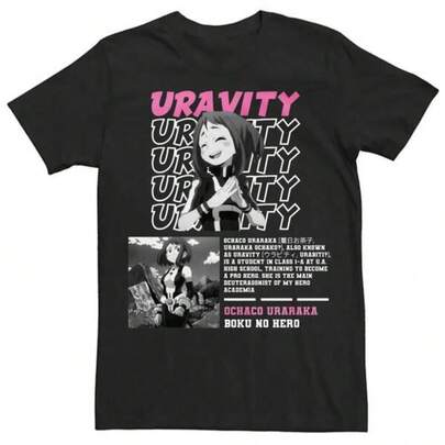 Uravity Character Ochaco Uraraka From With Pink And White Text And Anime Style Artwork Unisex Shirt, All Sizes Available, Family Matching Outfits 180g Heavy Cotton, Washable Short Sleeved Single-Sided Printed Shirt Men Summer Outfits, Street Wear Cotton Shirt Graphic Tee Men, Summer Fashion, Unisex Shirts, Summer Essentials, Japanese Anime Shirts And Related Merchandise, Tops Women, Shirt Women, T-Shirt Women, Sports Top Women, Sportswear, Sportswear Men, Sports T-Shirt, Shirt Men, Sports T-Shirt Men, Men