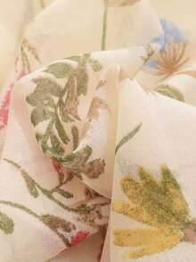 1件女款精緻花卉印花圍巾，頸巾，沙灘披肩，戶外配件，適用於日常穿著、通勤、約會、度假 - 彩色 - 查看 3