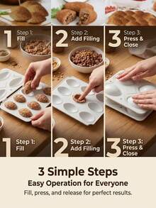 4-Cavity Plastic Meatball Mold 1pc, Manual Kibbeh Maker, Uniform Shape, Kitchen Stuffed Meatball Prep Tool, Mother's Day & Eid Al-Fitr Gift - White - View 2