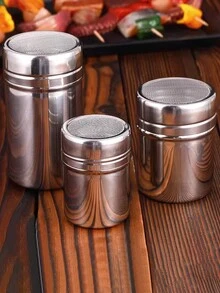 2pcs Stainless Steel Flour Sifter Shaker, Fine Mesh Powder Sugar Dispenser, Spice Container For Baking, Cocoa, Cinnamon, Salt, Pepper, Kitchen Gadget For Home, Bakery, Coffee Shop - Multicolor - View 4
