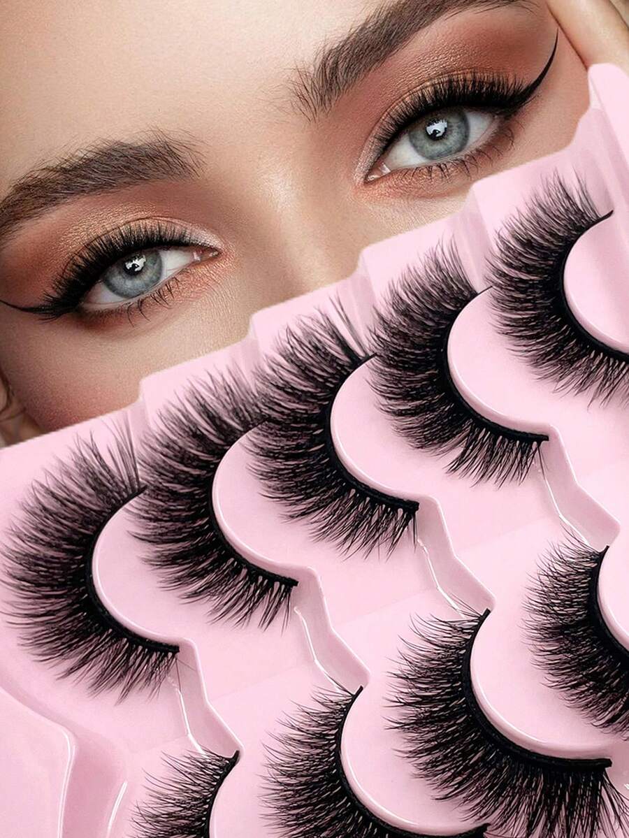 ENCHUW 5 Cặp Mi Giả Dài Dày, Mi Ba Chiều, Mi Giả Mềm Mại, Mi Giả Đan Chéo, Thích Hợp Cho Tiệc Tụ - màu đen - Xem 1