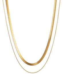 Nooxian 2 piezas/set Collar de cadena minimalista - Amarillo Oro - Ver 8