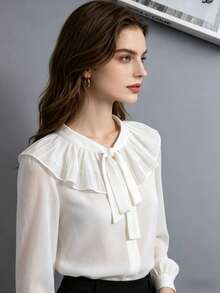 1 Pc French-Style Gentle Pleated Lace Collar With A Frill, And A Cape-Like Shawl That Enhances The Layering Effect Of The Outfit, A Delicate Accessory.,Festival,Travel - White - View 3
