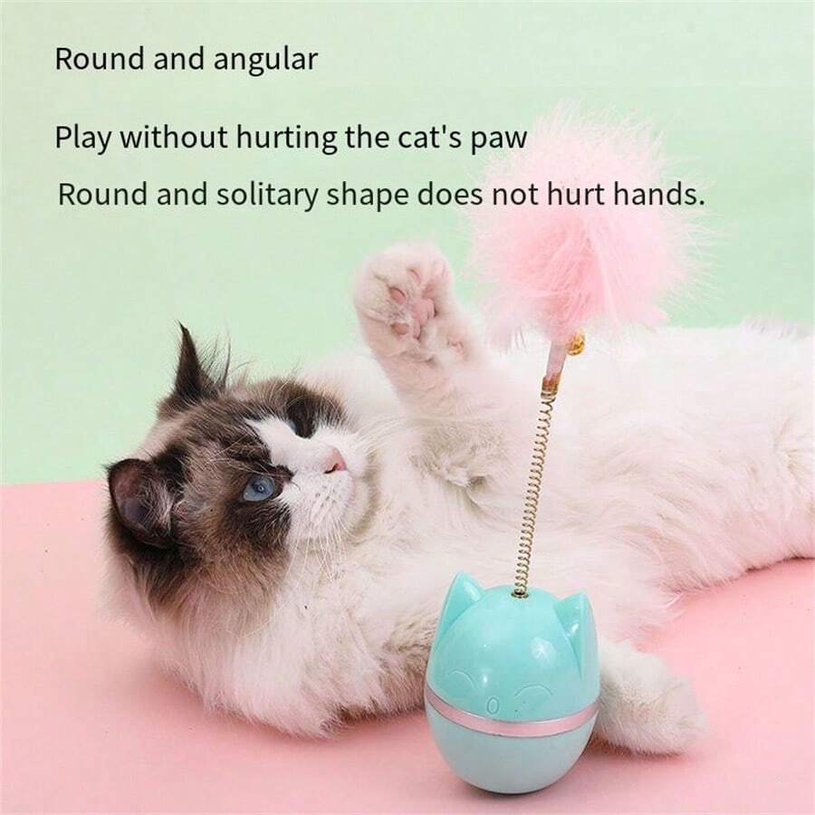 Đồ chơi mèo hoạt hình hình lông vũ, lăn tròn. Đồ chơi cần câu trêu chọc mèo, bóng xếp hình tự giải trí giúp mèo giảm căng thẳng và vui chơi.