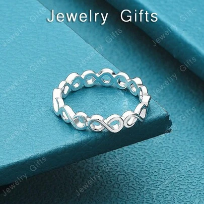 925 Sterling Silver Plated Beautiful Classic Hollow 8 Ring For Women Men Rings Fashion Birthday Banquet Party Wedding Charm Jewelry