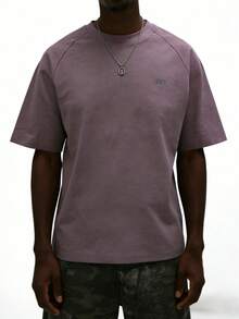 Camiseta de manga corta casual de verano para hombres, camiseta superior estampada, transpirable y cómoda de moda - Púrpura polvoriento - Ver 3