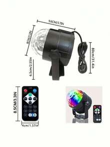 Mini Magic Ball Projector Light, 7-Color Changing Remote Control Atmosphere Lamp, Bedroom Decor Party Light, Holiday Gift - Black - View 13