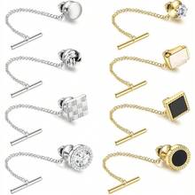8 PCS Tacks For Men Regular Ties Necktie Golden Pins With Chain For Wedding Business Anniversary,Easy To Wear And Reusable, Can Be Used As A Birthday Gift Or Graduation Gift - 8 PCS - View 8
