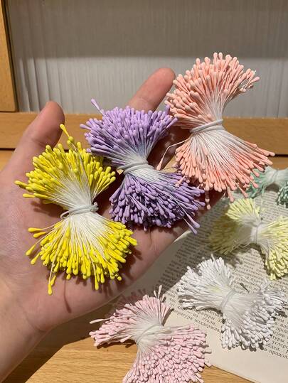 400支/捆 2毫米人造花蕊，家居装饰假花蕊，婚礼花艺DIY工艺用品，仿珍珠花心，圣诞节及婚礼花艺布置配件