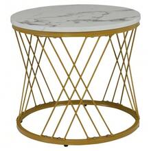 (WF300416AAA) Modern Stackable Coffee Table Set, Round Side Tables With Marble Top, Set Of 2, Gold Color Frame. - Grey - View 10